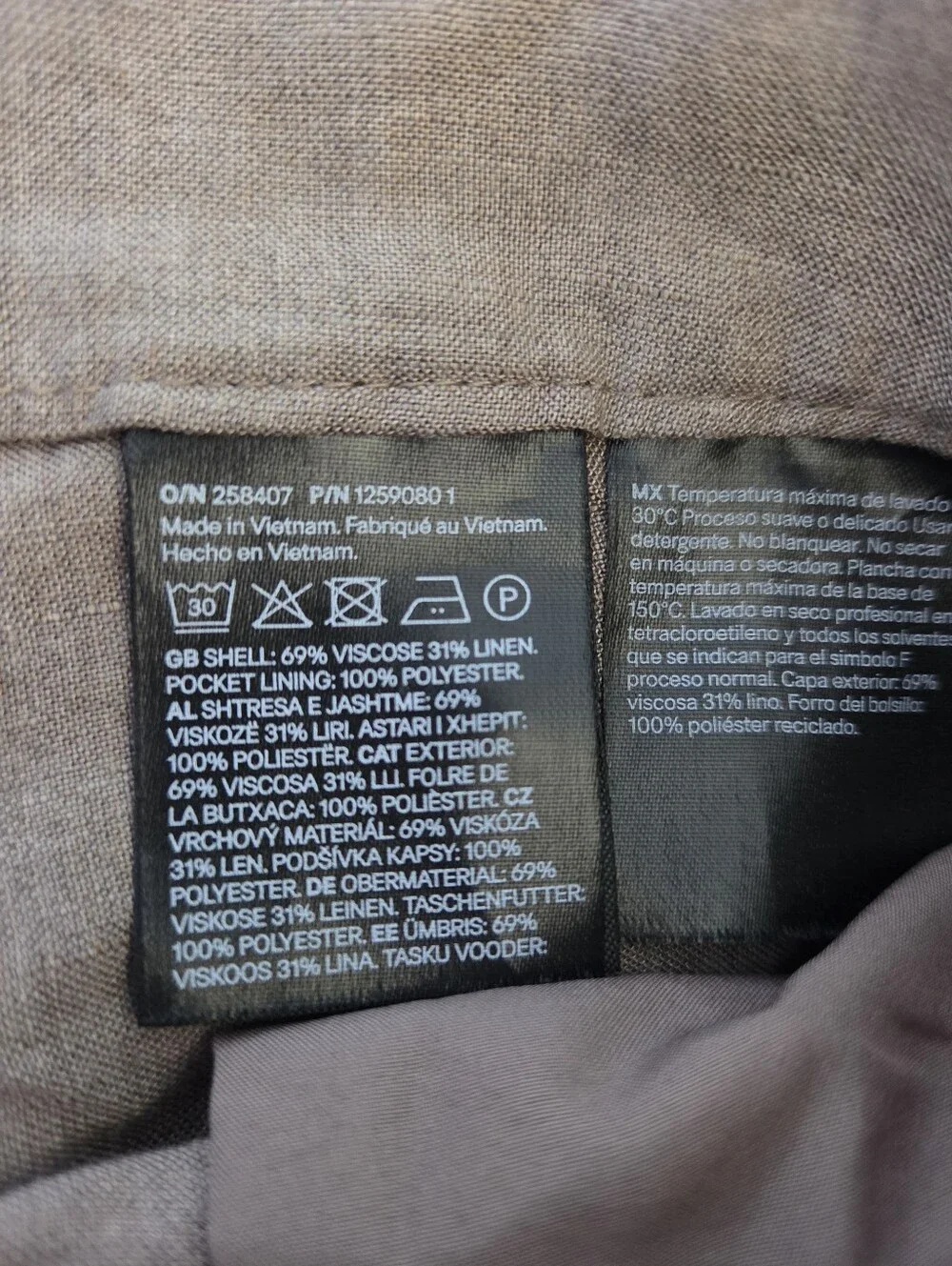 H&M linen blend wideleg flowg lightweight trousers in neutral beige brown sz 2
